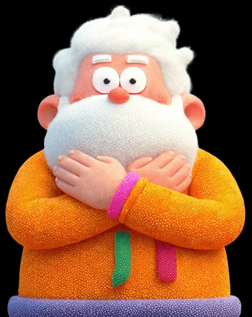 A DeeDee character demonstrating the alternating Butterfly Hug rhythm